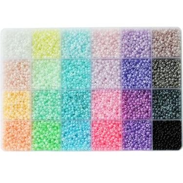 Imagem de VOOMOLOVE 8/0 contas de semente de vidro cerca de 7200 peças 24 cores 3 mm kit de contas de sementes soltas pulseira fazendo contas com caixa de armazenamento de plástico de 24 grades para fabricação