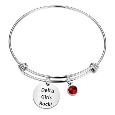 Imagem de AKTAP Pulseira Delta Sigma Theta DST Sorority Jewelry Delta Girls Rock 1913 Sorority Sisiters Presente (Pulseira DST), 8 inch, Aço inoxidável