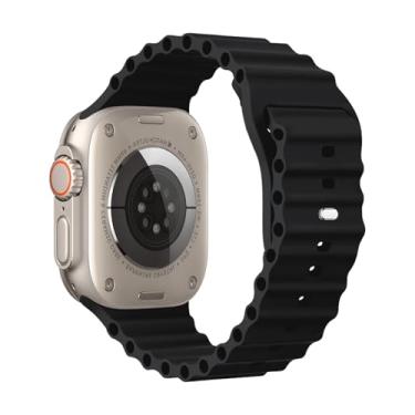 Imagem de BHUIJIC Pulseira Ocean Band compatível com relógio ultra 49 mm, 46 mm, 45 mm, 44 mm e 42 mm, para iWatch Ultra, séries 10, 9, 8, 7, 6, 5, 4, 3, 2 e 1 SE, preto