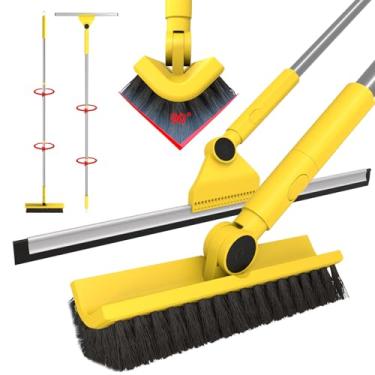 Imagem de Dymoll Escova multiuso em forma de V com conjunto de rodo de piso de 43 cm, escova de limpeza de piso de cabo longo para limpar rodapés de canto de azulejos de banheiro, rodo para limpar o vidro da
