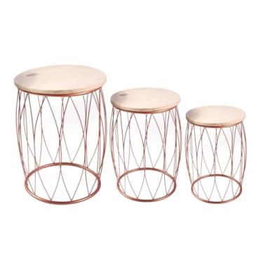 Imagem de Trio De Mesa Para Festa Cilíndrica Decoração Festa Kit Peque Monte (dourado,PINUS BETUMADO)