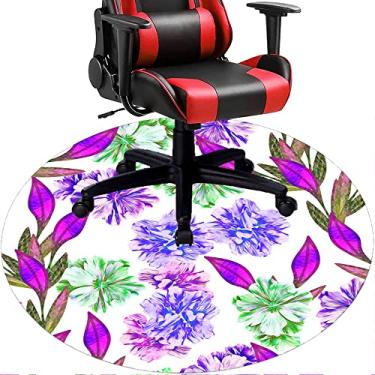Imagem de Tapete de cadeira de escritório com flores, textura de flor, tapete de cadeira de mesa para piso de madeira de escritório em casa, protetor de piso de pilha baixa, redondo 119 cm
