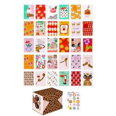 Imagem de American Greetings Pacote de cartão de felicitações de luxo moderno para todas as ocasiões com caixa de armazenamento de lembrança recarregável, envelopes e selos para ela, projetado por Bouffants and