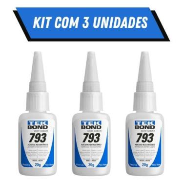 Imagem de Kit 3 Unidades Colas Instantâneas TekBond 793 Super Bonder 20g - Adesi