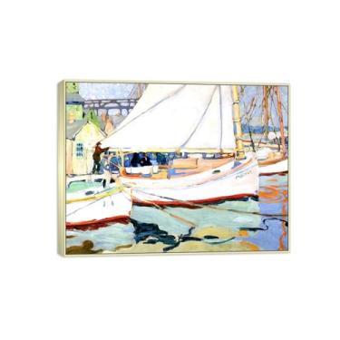 Imagem de MUHJDYC Jane Peterson Canvas Wall Art - Reprodução de pôster de pintura famosa - quadro prateado para decoração de sala de estar (barcos) 20x25cm-8x10in