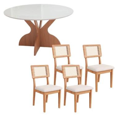 Imagem de Mesa de Jantar 1,35m com 4 Cadeiras Dalla Costa 100% MDF - Dalla Costa