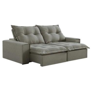 Imagem de Sofá Retrátil e Reclinável 230cm com 6 Almofadas M144 - Linho Cinza Es