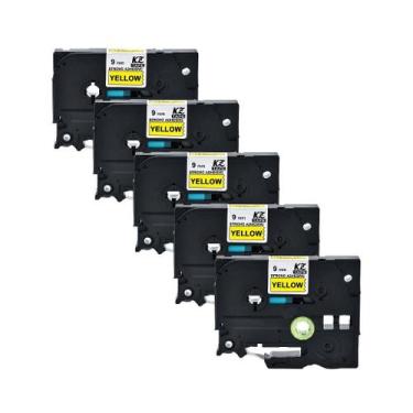 Imagem de Kit 5 Fita Strong Compatível Brother Amarelo 9mm Tz Tze S621 - Genéric