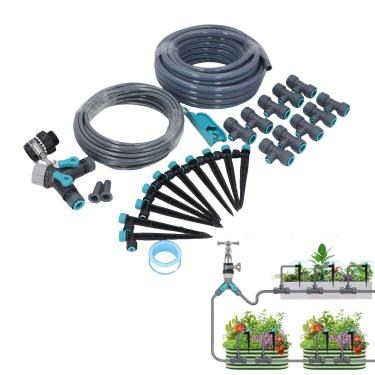 Imagem de Asixxsix Sistemas de Irrigação por Gotejamento, 32,8pés, 8 furos, Sistemas de Irrigação de Jardim Ajustável, Kit de Irrigação por Gotejamento Automático para Estufa de Jardim, Gramado