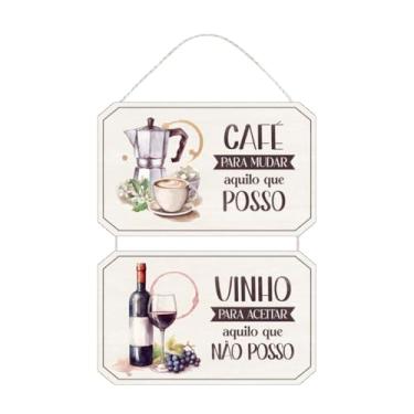 Imagem de Placa Decorativa com Corda para Cantinho do Café Vinho Cozinha (Com Corda)