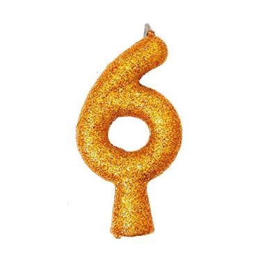 Imagem de Vela Puro Glitter Dourada N 6 - Embalagem com 1 unidade.