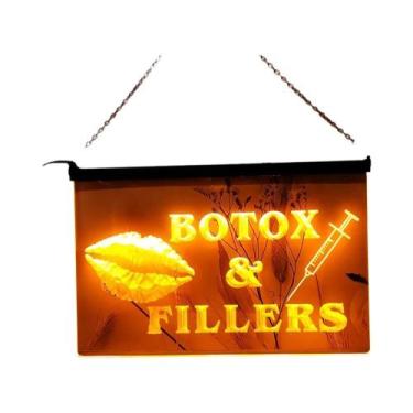 Imagem de Letreiro De Néon LED Vintage Com Lábios, Seringa, Preenchimentos De Bo