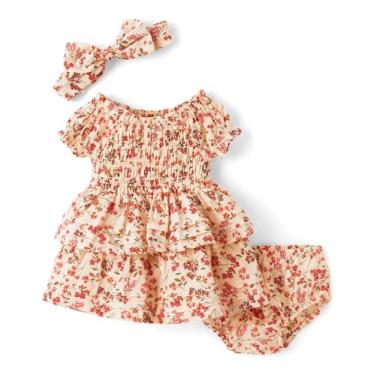 Imagem de Gymboree Vestido para bebês e recém-nascidos com capa de fralda, roupa de 2 peças, Country Cream Floral, 12-18 Meses