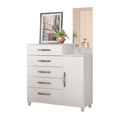 Imagem de Cômoda Sapateira 5 gavetas com Espelho Lisboa Branco - Moval