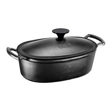 Imagem de Caçarola Retrô Oval Tampa Ferro Panela Mineira 35x24,5cm 5L