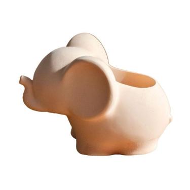 Imagem de Vaso Decorativo Elefante 12cm Cimento Artesanal Palha