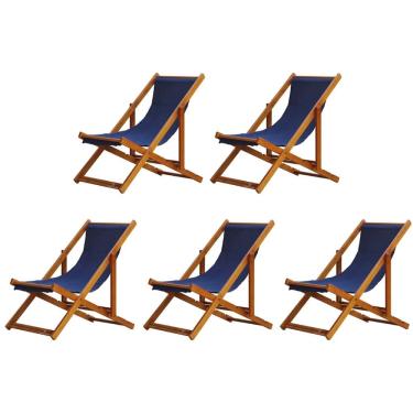 Imagem de Kit 5 Cadeiras Espreguiçadeira Preguiçosa Dobrável Mel Sem Braço