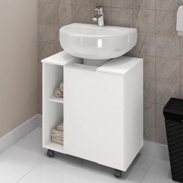 Imagem de Armário de Banheiro Kodiak 1 Porta 6 Prateleiras Branco - Pnr Móveis