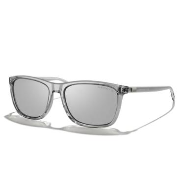 Imagem de MERRY'S Óculos de sol unissex de alumínio polarizado vintage para homens/mulheres S8286, Armação cinza Tra/Lente espelhada prateada/hastes prateadas, Lens Width: 56 Millimeters