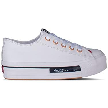 Imagem de Tênis Coca-Cola Shoes, Daytona Plataforma Leather, Feminino, Branco/Cobre, 35