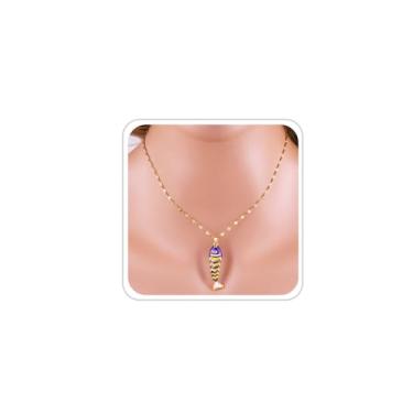 Imagem de ANGLEQUEEN Colar de peixe para mulheres, colares com pingente de peixe, boêmio, praia, verão, oceano, praia, corrente de sereia, presentes para mulheres, Zinco, Sem Pedra Preciosa