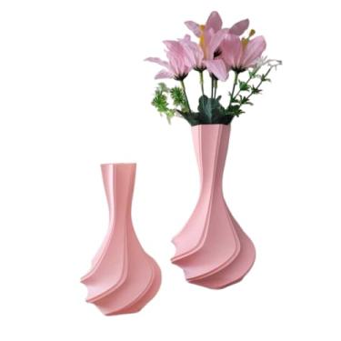 Imagem de Vasos de Plantas decorativos3d p/mesa Rack Sala e ambientes (Rosa Bebe,1 vaso de 14 e 1 vaso de 18 cm)