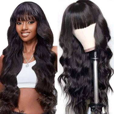 Imagem de Peruca Glowig Body Wave com franja, 100% cabelo humano, 18"