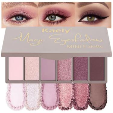 Imagem de HHLTOH 6 cores mini paleta de sombra rosa ouro rosa maquiagem para mulheres mais velhas, paleta de sombras de olhos fosco neutro altamente pigmentada à prova d'água, paleta de sombras de ojos, vegana