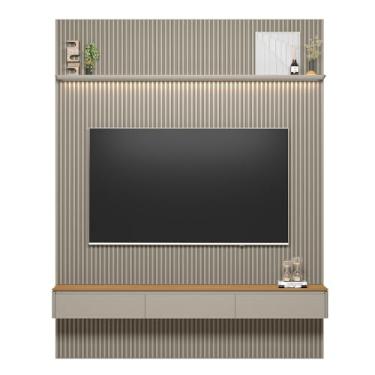 Imagem de Linea Brasil - Painel Modular Ripado 2,20m com Nicho Curvo e Prateleira Led Linea Brasil