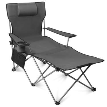 Imagem de apollo walker Cadeiras De Acampamento Para Adultos - Cadeira Praia 6 Pernas Com Apoio Os Pés, Ajustável 90° 135°, Reclinável, Áreas Externas, Dobrável, Travesseiro Removível E Bolsa Transporte, Cinz