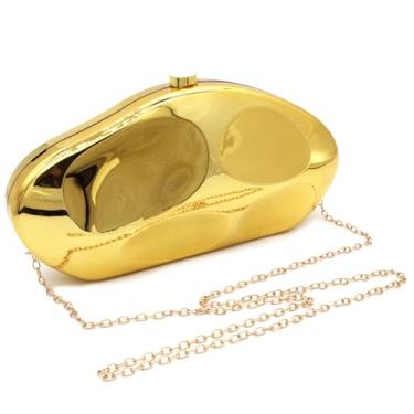 Imagem de KJMYYXGS Bolsas de mão de acrílico para mulheres, bolsa de noite, concha metálica, bolsa clutch para festa de casamento, Dourado