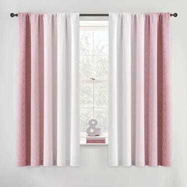 Imagem de Geomoroccan Cortinas blackout Ombre 100% de comprimento de 153 cm de comprimento, 2 painéis para quarto de bebê, rosa, branco, degradê, escurecimento do quarto, redução de ruído, cortinas de