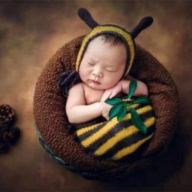 Imagem de Lgvhydh Acessórios para fotografia de bebês recém-nascidos de Halloween, roupas de sessão de fotos para meninos e meninas, crochê, conjuntos de abelha fofos, fantasia de Natal (amarelo A)