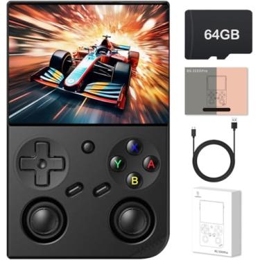 Imagem de RG 35XXPro Retro Handheld Game Console 3.5-inch 640*480 IPS Screen 3200mAh Built-in 64G TF Card Supports Multiple Simulators Linux System with Screen Protector Black