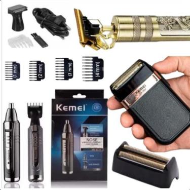 Imagem de Máquina de Cabelo Kemei Profissional com Barbeador e Aparador Premium 