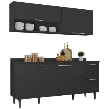 Imagem de Armário De Cozinha Com Tampo Cp01 180cm Pérola Preto Z34 - Mpozenato