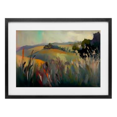 Imagem de Stupell Industries Impressão emoldurada em preto paisagem de planícies tranquilas design sob vidro por Elara Yasna, 17 x 23