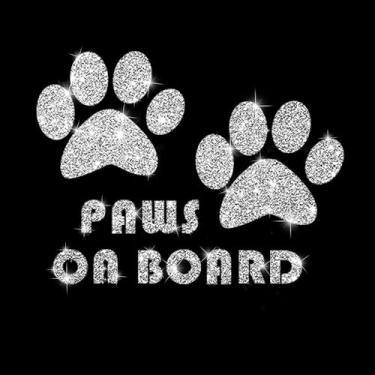 Imagem de Adesivo decalque com glitter de PVC com estampa de pata de cachorro cintilante para carros, laptops, caminhões, motocicletas, parede, janela, bagagem, capa de arranhão, porta, multisuperfície (branco)