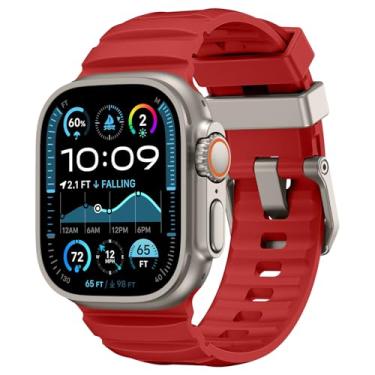 Imagem de NewWays Pulseira esportiva de borracha de silicone resistente para Apple Watch Ultra 2 de 49 mm, série 10, 46 mm, 45 mm e 44 mm, pulseira Rocky Point para iWatch Ultra séries 10, 9, 8, 7, 6, 5 e 4 SE