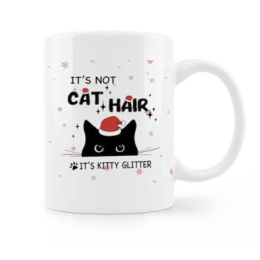 Imagem de uinwk Caneca de café de Natal de gato preto engraçada, presentes de gato preto para mulheres, presentes de mãe de gato, presentes para amantes de gatos, presentes de dono de gato, presente de caneca