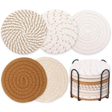 Imagem de Coasters Billbotk Boho, bebida absorvente de 10 peças com suporte