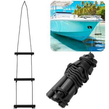 Imagem de JarThenaAMCS Escada de corda de barco com 3 degraus, portátil, assistir, barco, embarque ao ar livre, escada de corda para barco, veleiro, barco, canoagem, caiaque, suprimentos