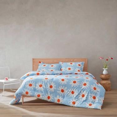 Imagem de Marimekko - Conjunto de edredom Queen, 100% algodão com uma sensação naturalmente macia, leve para conforto durante todo o ano, conjunto de cama de 3 peças com fronhas combinando (Rakastaa El Rakasta