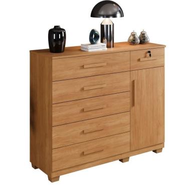 Imagem de Cômoda Milano 6 Gavetas 1 Porta 1 Prateleira Com Sapateira Cinamomo