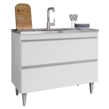 Imagem de Balcão De Cozinha Com Pia Inox 100cm Julia Z34 Branco - Mpozenato