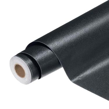 Imagem de HARFINGTON Papel de parede de PVC 55 cm x 500 cm à prova d'água autoadesivo decorativo para contato papel de vinil fosco removível para móveis de armário de cozinha, quarto, preto