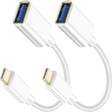 Imagem de SAISN Cabo adaptador USB C macho para USB fêmea, adaptador USB tipo C para USB, pacote com 2 cabos OTG, conversor USB para USB C de alta velocidade, compatível com MacBook Pro/Air, iPad Pro, notebook