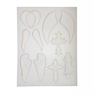 Imagem de Molde 1 Comunhão Asas e Cruz Pasta Artesanato -  Prime Chef