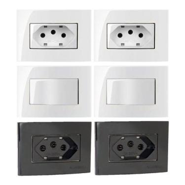 Imagem de 4 Tomada 3 Pinos 10a + 2 Interruptor Simples Móvel Embutir - MARGIRIUS