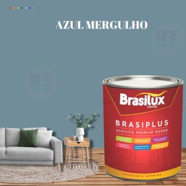 Imagem de Tinta Semi Brilho Cor Azul Petróleo 800ml Brasiplus Acrílica Lavável. 